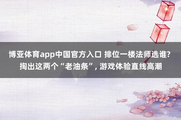 博亚体育app中国官方入口 排位一楼法师选谁? 掏出这两个“老油条”， 游戏体验直线高潮