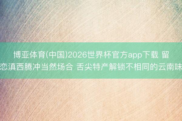 博亚体育(中国)2026世界杯官方app下载 留恋滇西腾冲当然场合 舌尖特产解锁不相同的云南味
