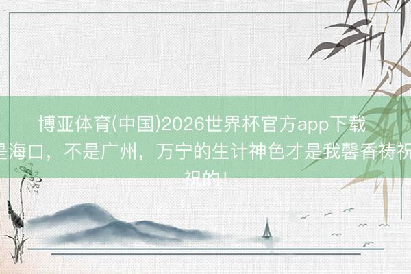 博亚体育(中国)2026世界杯官方app下载 不是海口，不是广州，万宁的生计神色才是我馨香祷祝的！