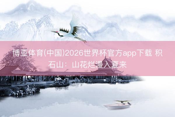 博亚体育(中国)2026世界杯官方app下载 积石山：山花烂漫入夏来