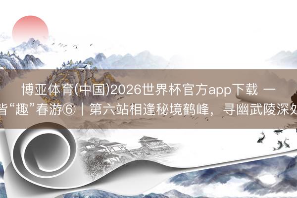 博亚体育(中国)2026世界杯官方app下载 一皆“趣”春游⑥｜第六站相逢秘境鹤峰，寻幽武陵深处