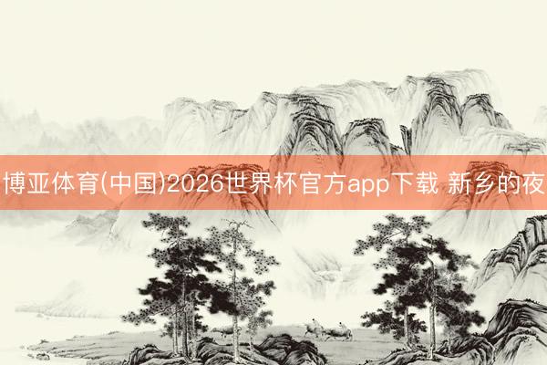 博亚体育(中国)2026世界杯官方app下载 新乡的夜