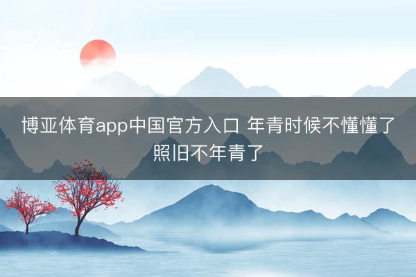 博亚体育app中国官方入口 年青时候不懂懂了照旧不年青了