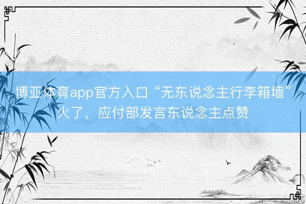 博亚体育app官方入口 “无东说念主行李箱墙”火了，应付部发言东说念主点赞