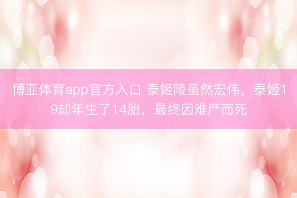 博亚体育app官方入口 泰姬陵虽然宏伟，泰姬19却年生了14胎，最终因难产而死