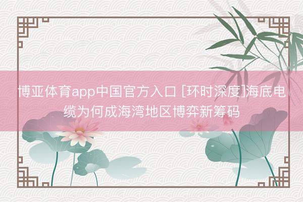 博亚体育app中国官方入口 [环时深度]海底电缆为何成海湾地区博弈新筹码