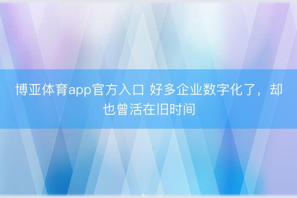 博亚体育app官方入口 好多企业数字化了，却也曾活在旧时间