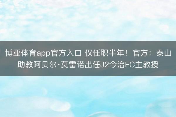 博亚体育app官方入口 仅任职半年！官方：泰山助教阿贝尔·莫雷诺出任J2今治FC主教授