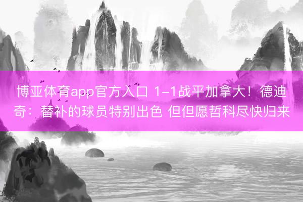 博亚体育app官方入口 1-1战平加拿大！德迪奇：替补的球员特别出色 但但愿哲科尽快归来