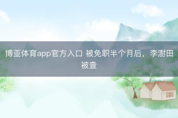 博亚体育app官方入口 被免职半个月后，李澍田被查