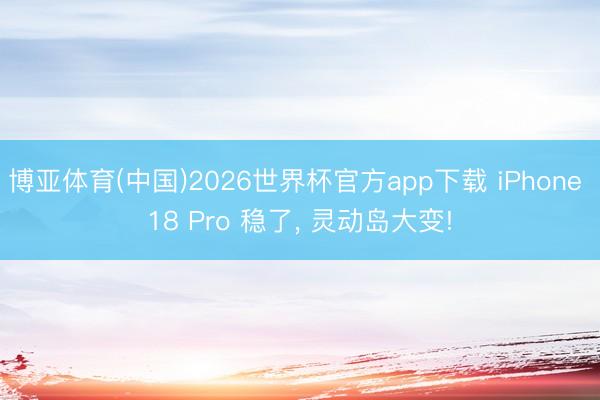 博亚体育(中国)2026世界杯官方app下载 iPhone 18 Pro 稳了, 灵动岛大变!